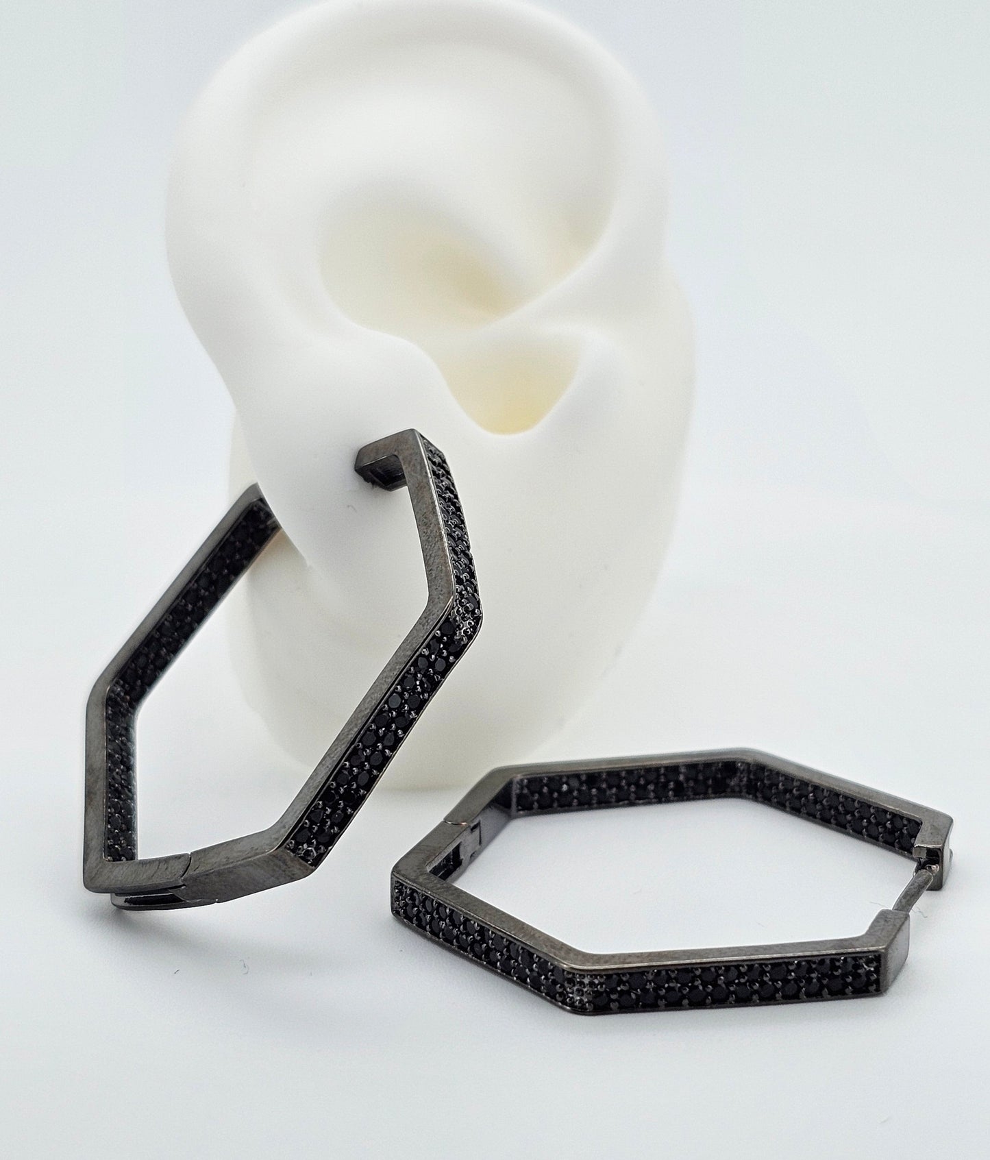 Argollas cristal pavés black 02