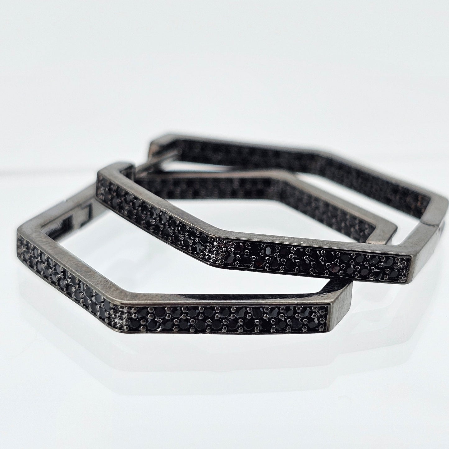 Argollas cristal pavés black 02