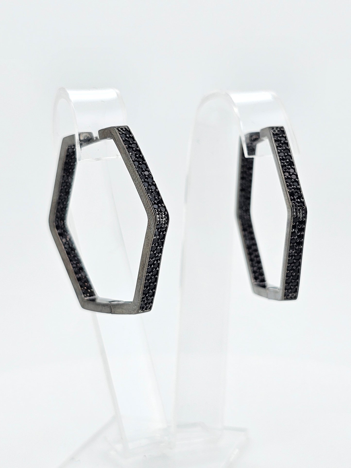 Argollas cristal pavés black 02