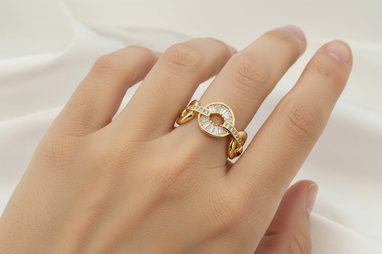 Anillo cristal paves Mariana