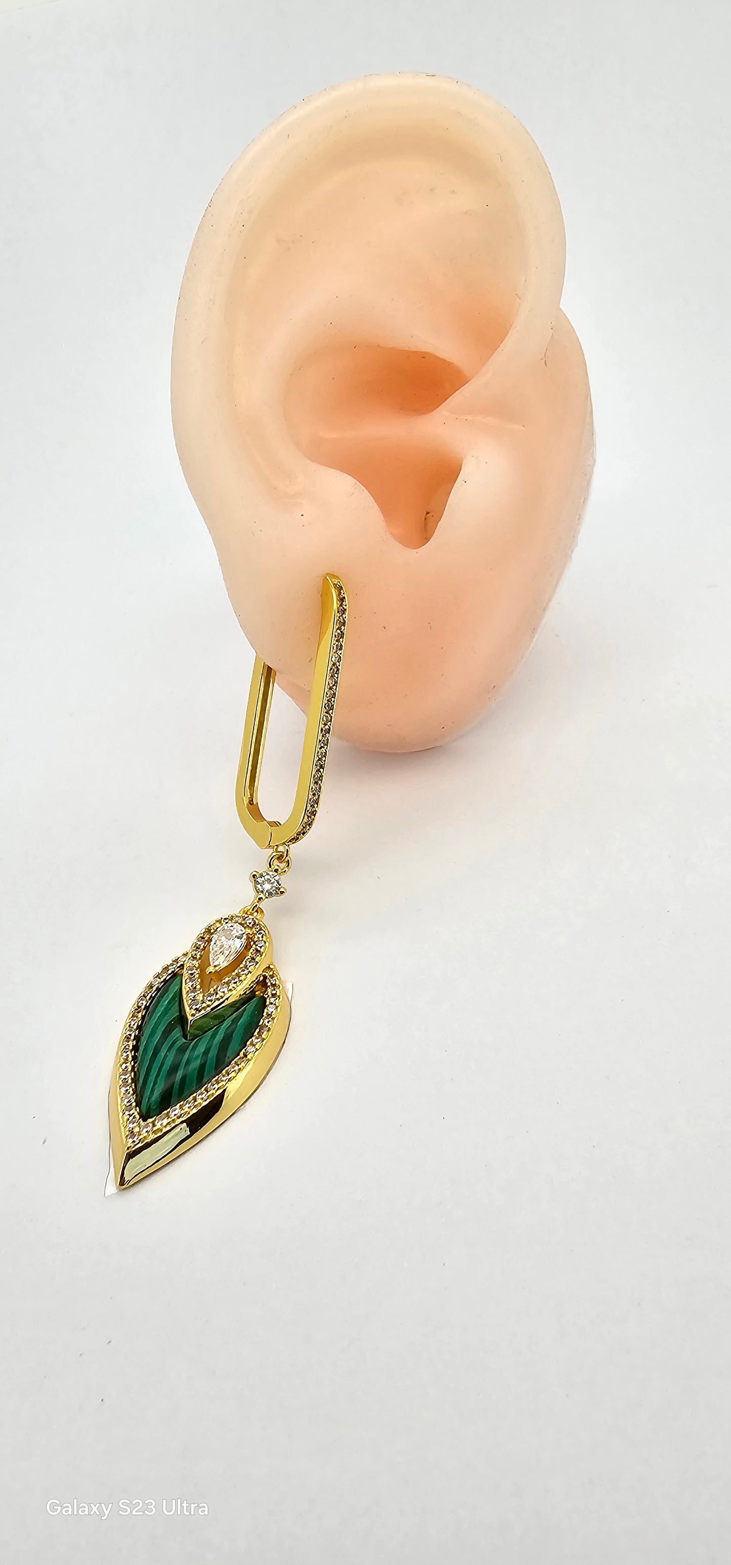 Aros cristal paves malaquita 89