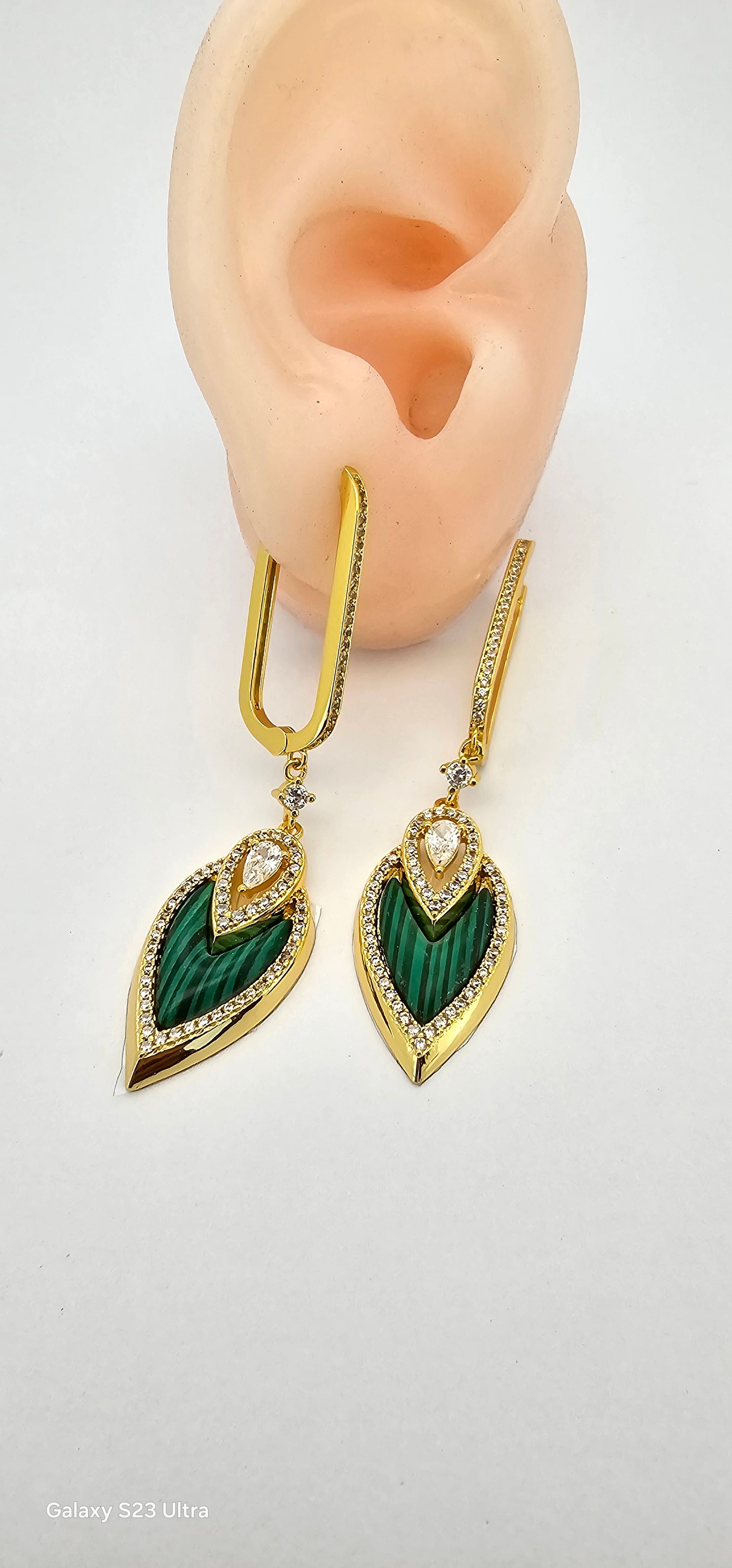 Aros cristal paves malaquita 89