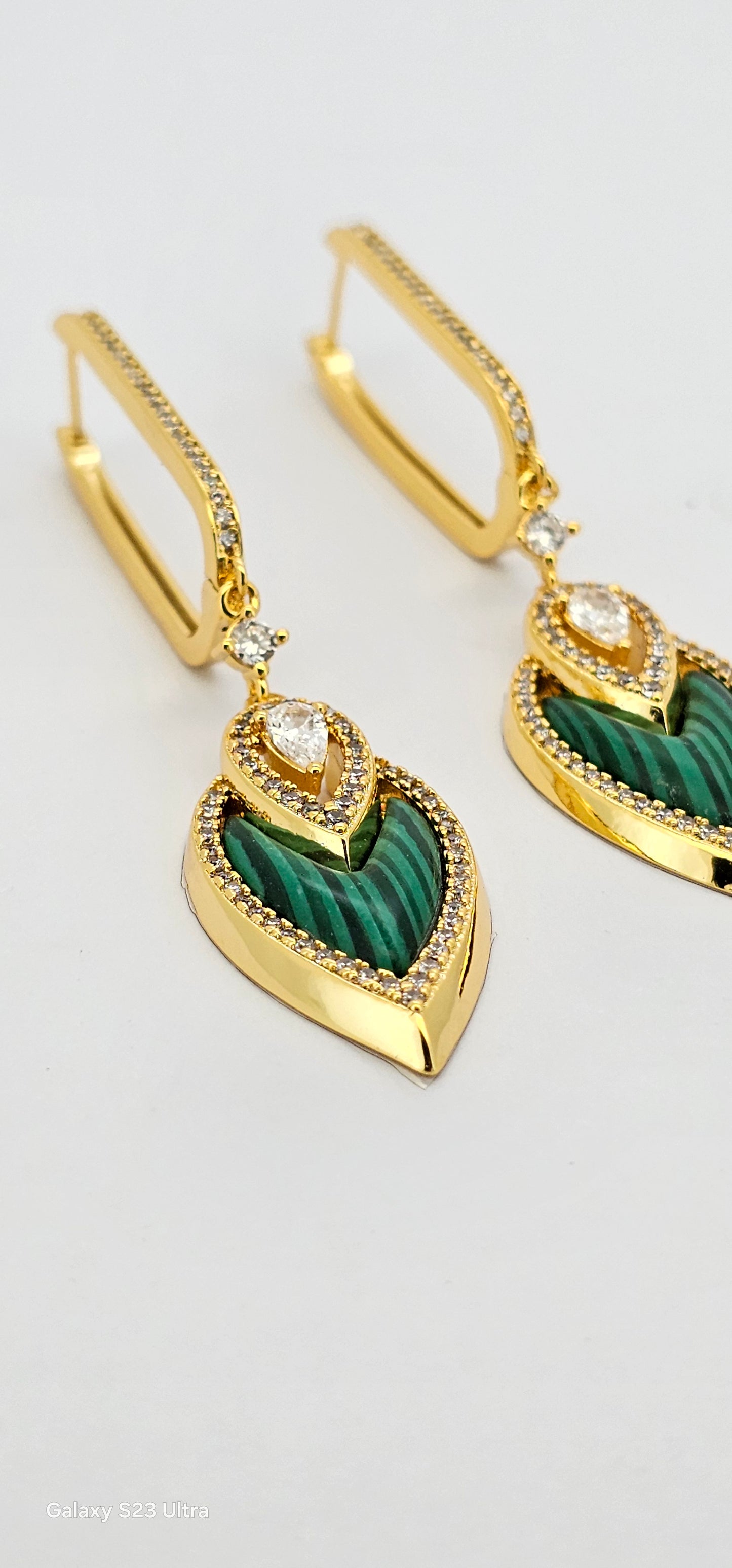Aros cristal paves malaquita 89