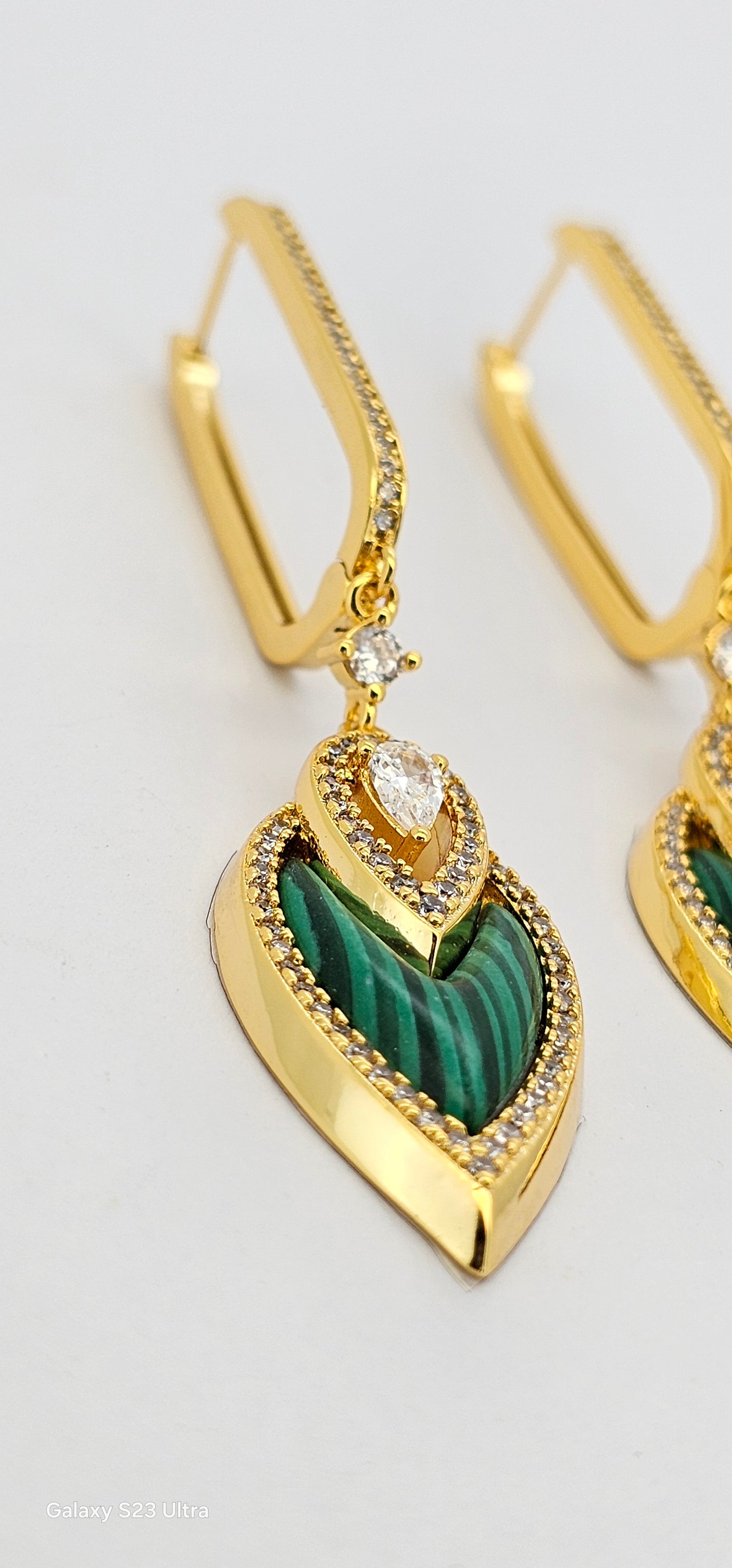 Aros cristal paves malaquita 89