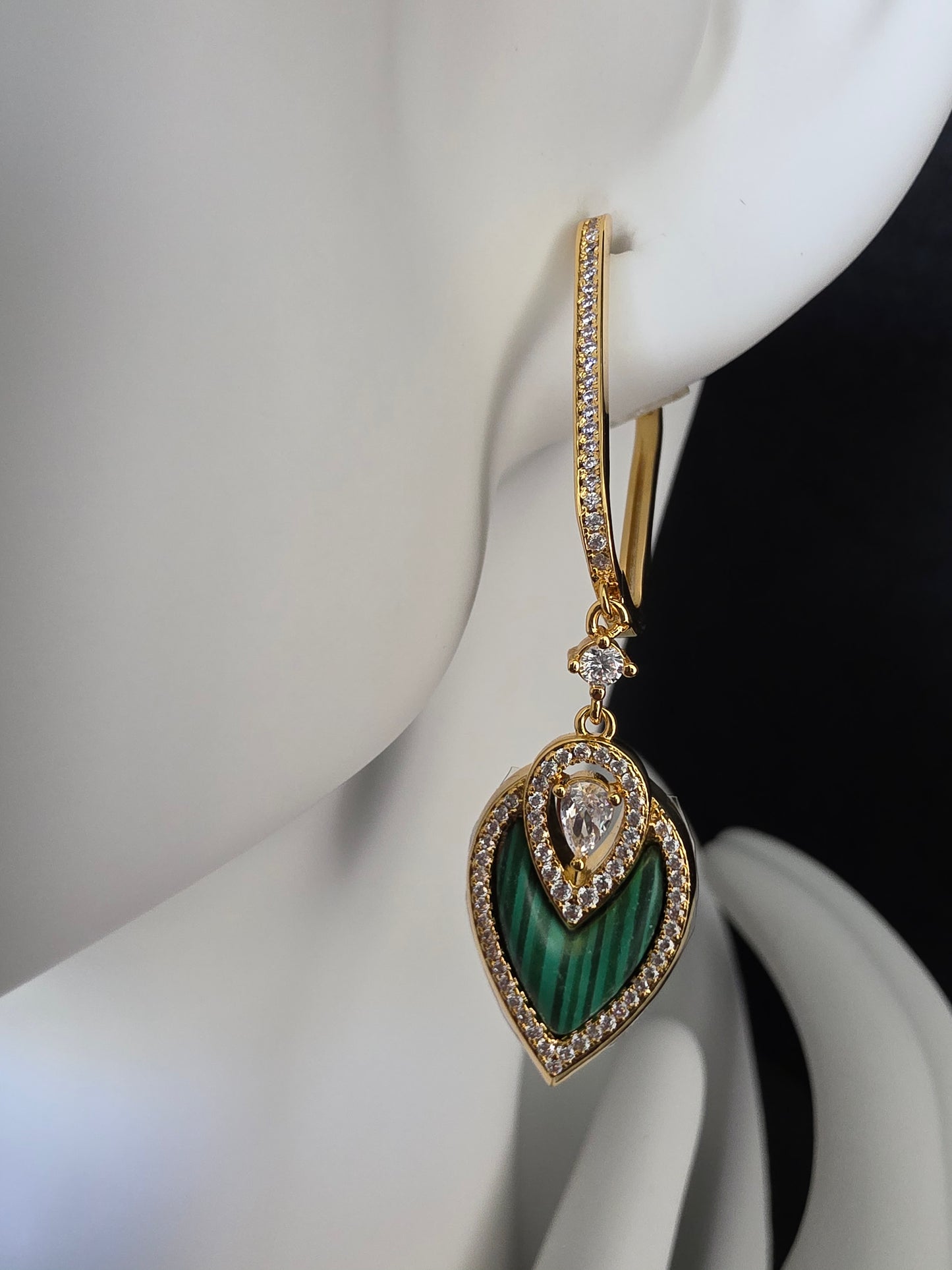 Aros cristal paves malaquita 89