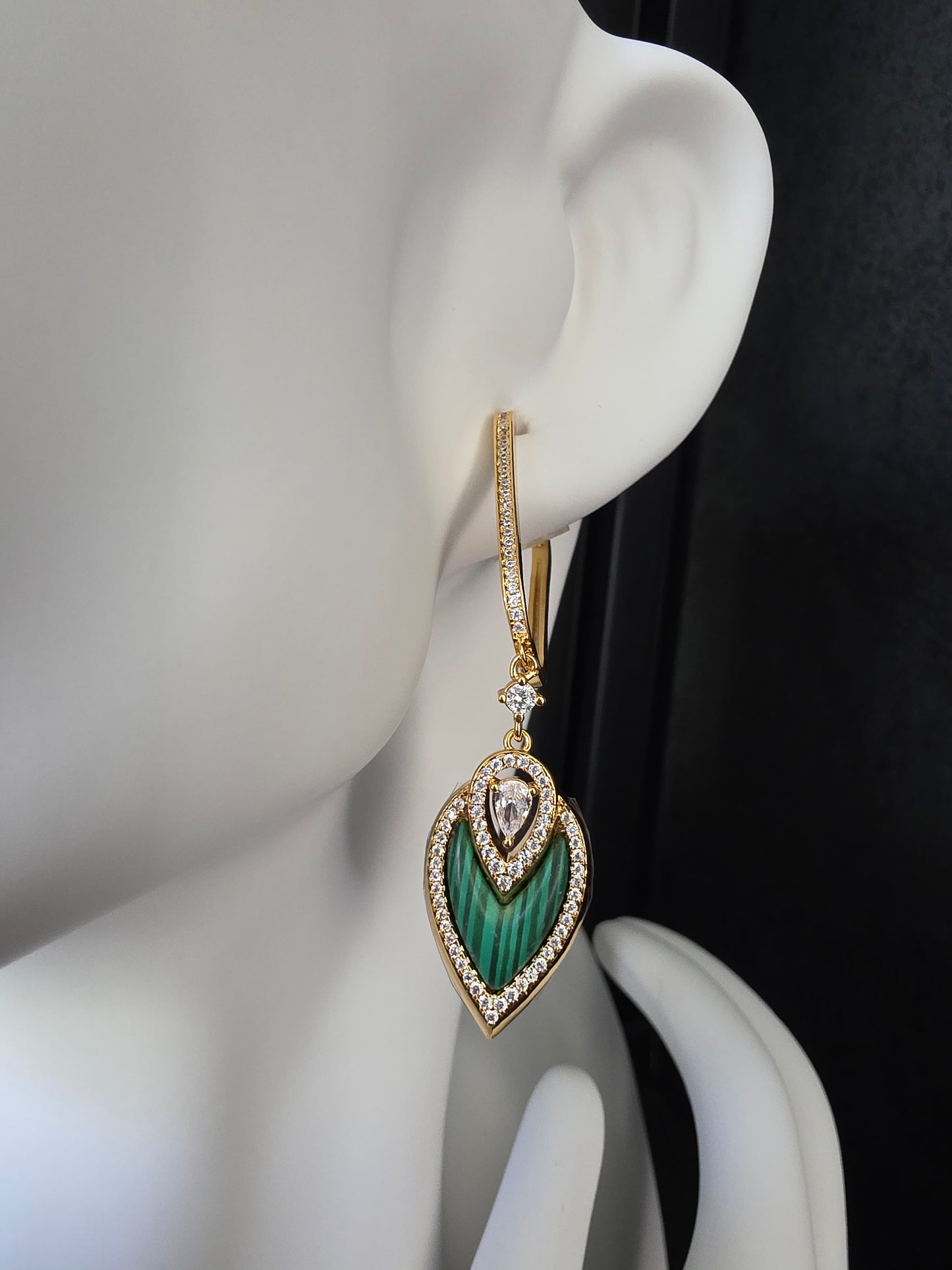Aros cristal paves malaquita 89