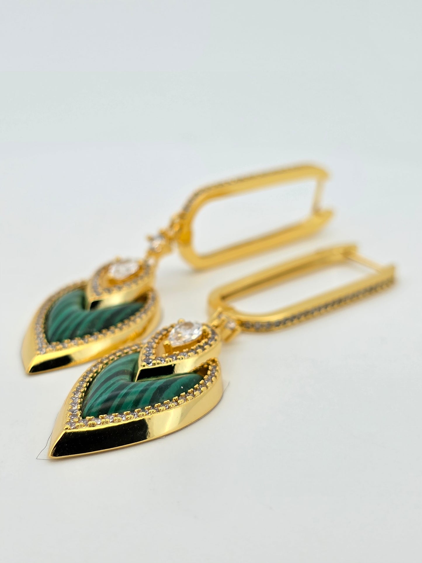 Aros cristal paves malaquita 89