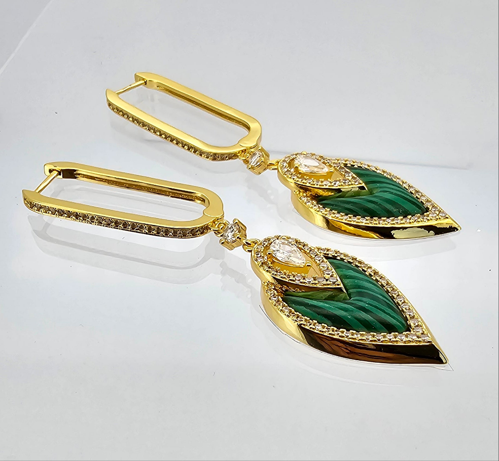 Aros cristal paves malaquita 89