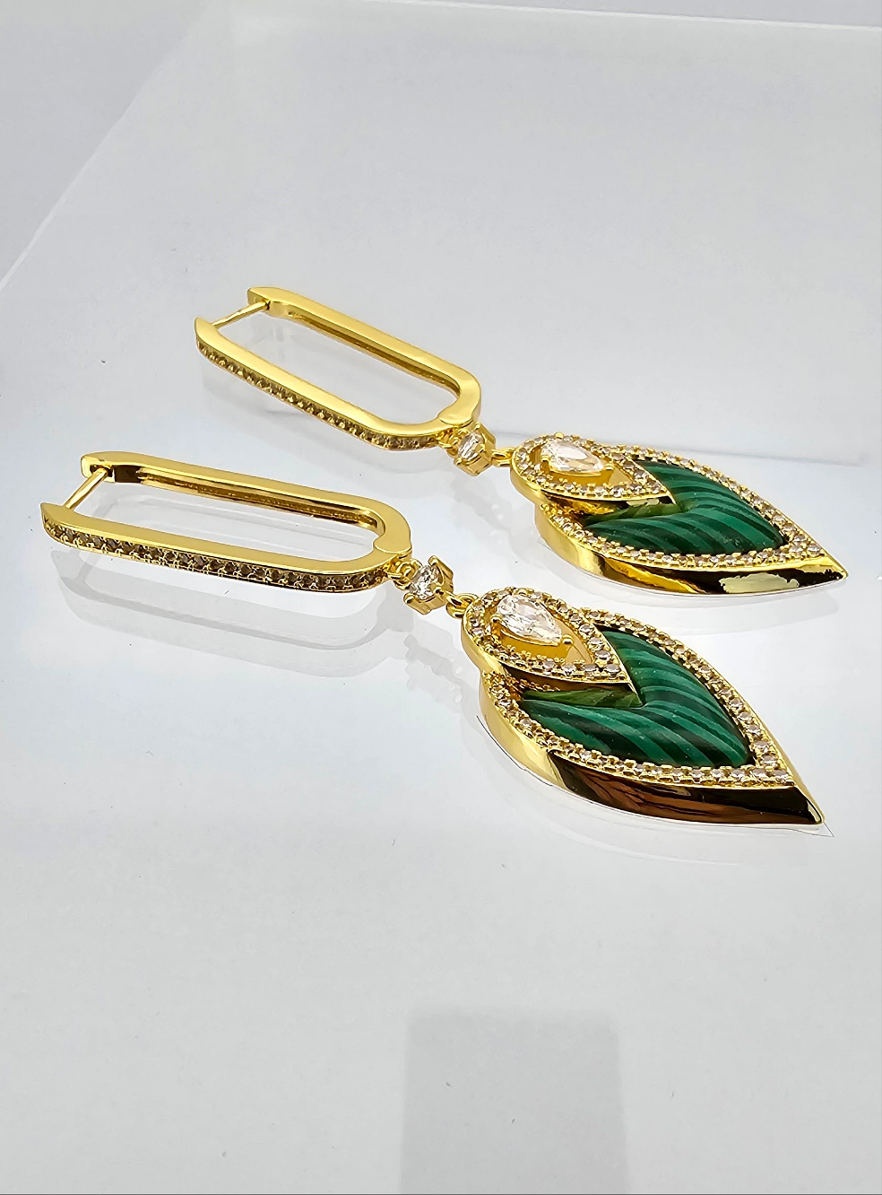 Aros cristal paves malaquita 89