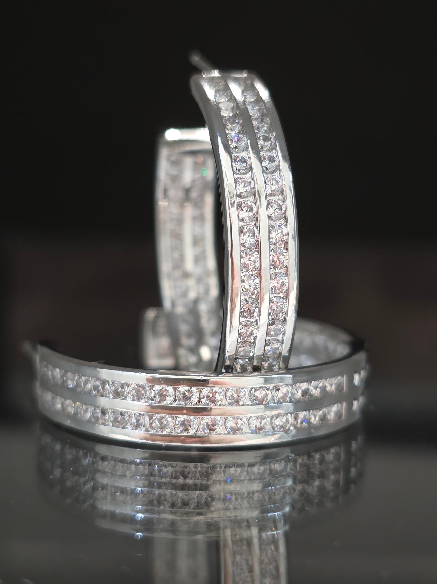 Argollas cristal paves lupe
