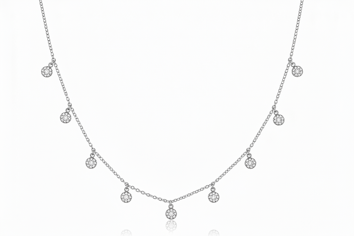 Collar de plata y cristal pavés