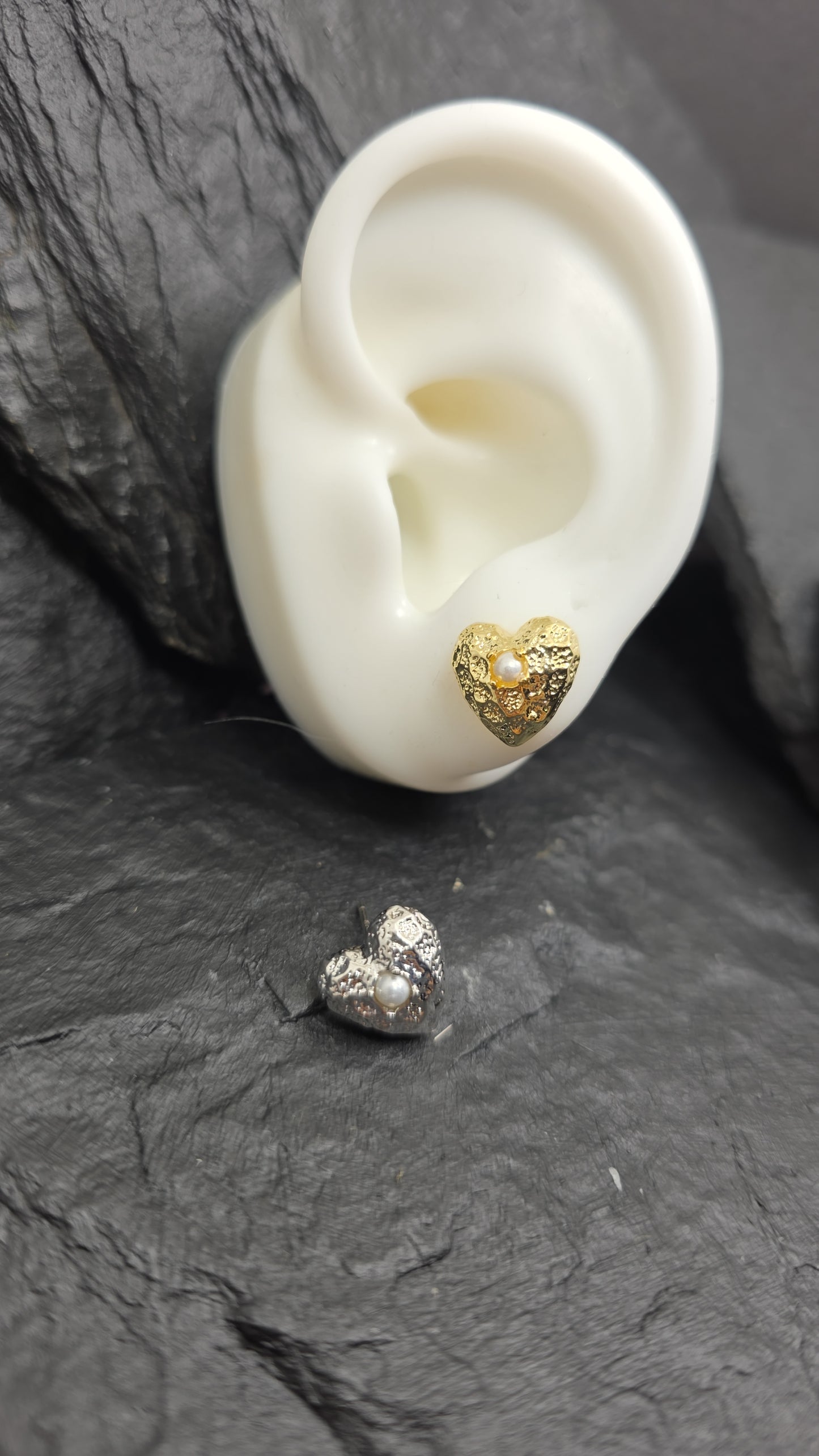 Aros cristal pavés corazón textura
