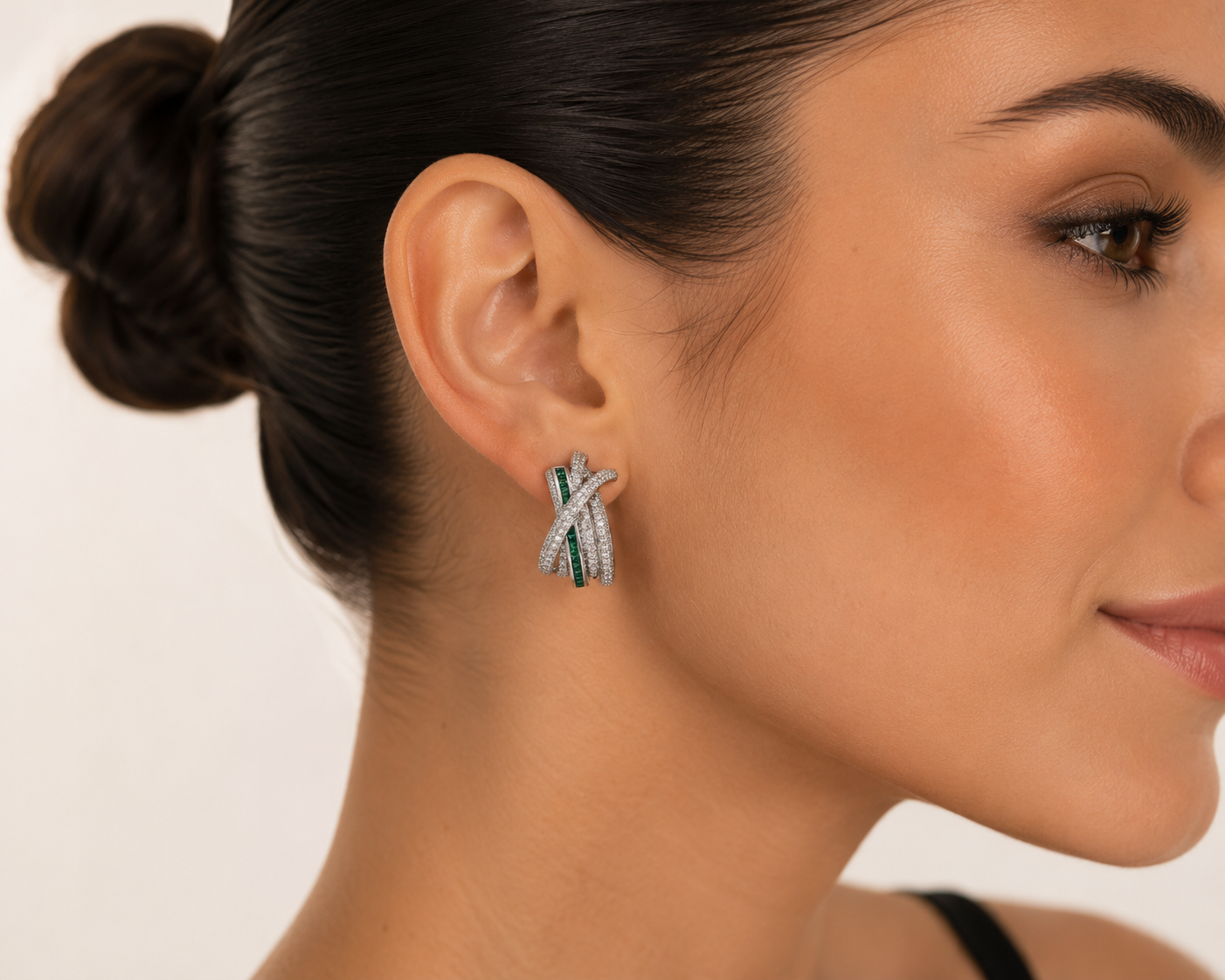 Aros cristal pavés Esmeralda