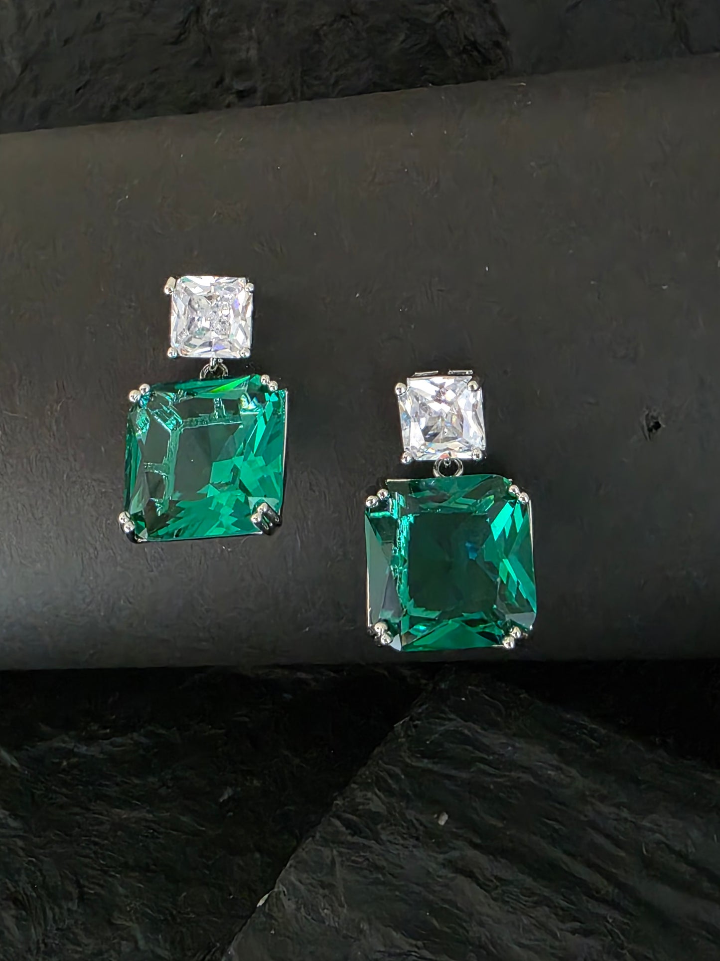 Aros cristal pavés Esmeralda