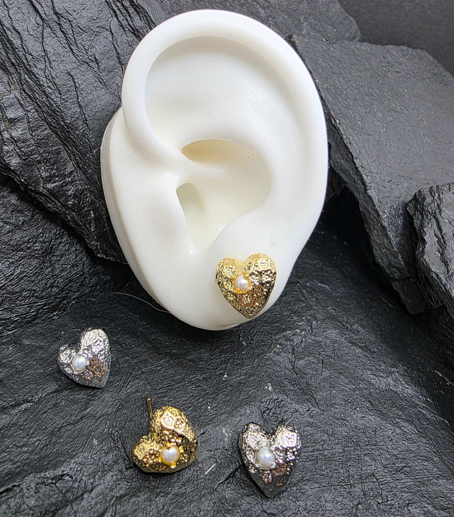 Aros cristal pavés corazón textura