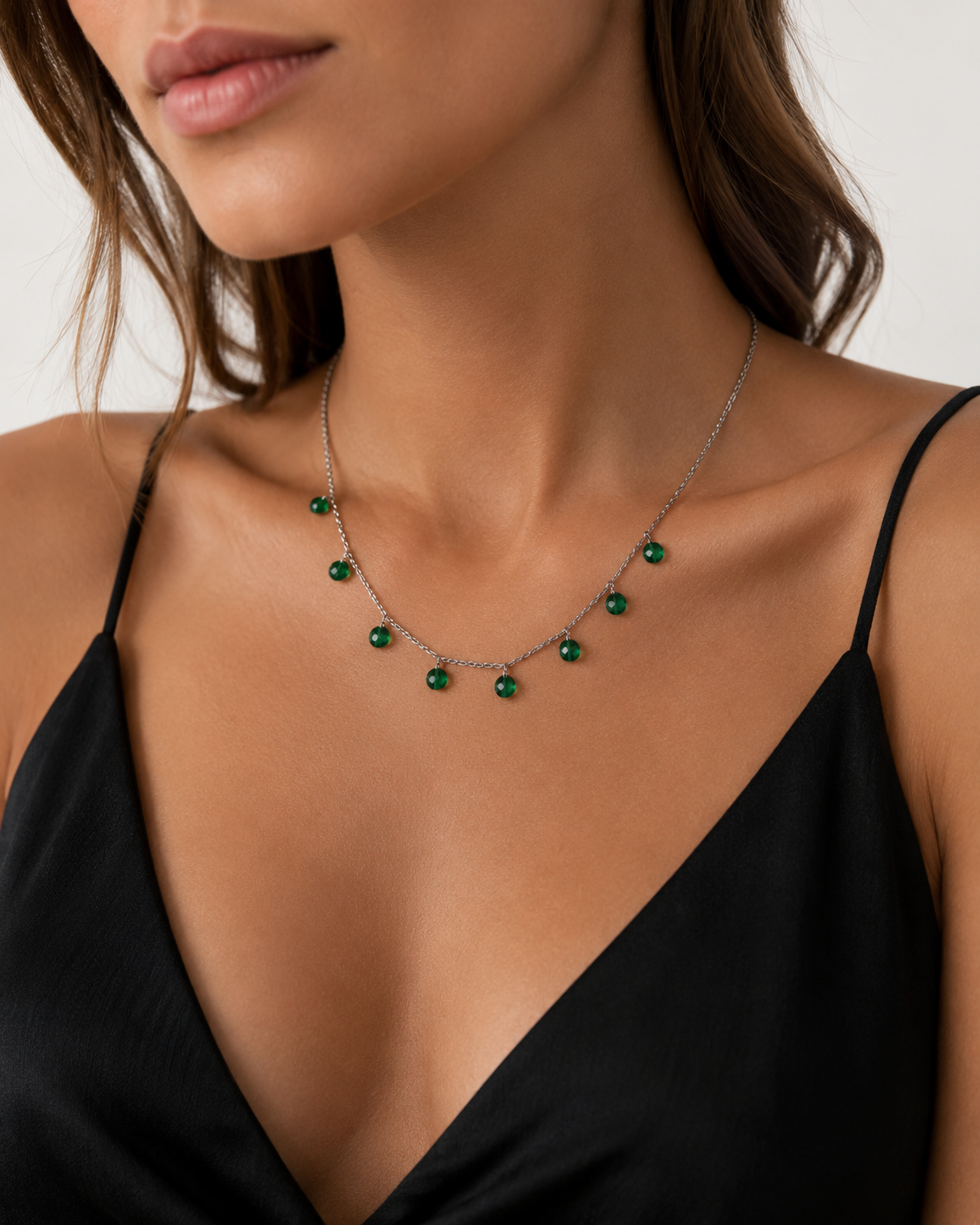 Collar de plata y cristal pavés