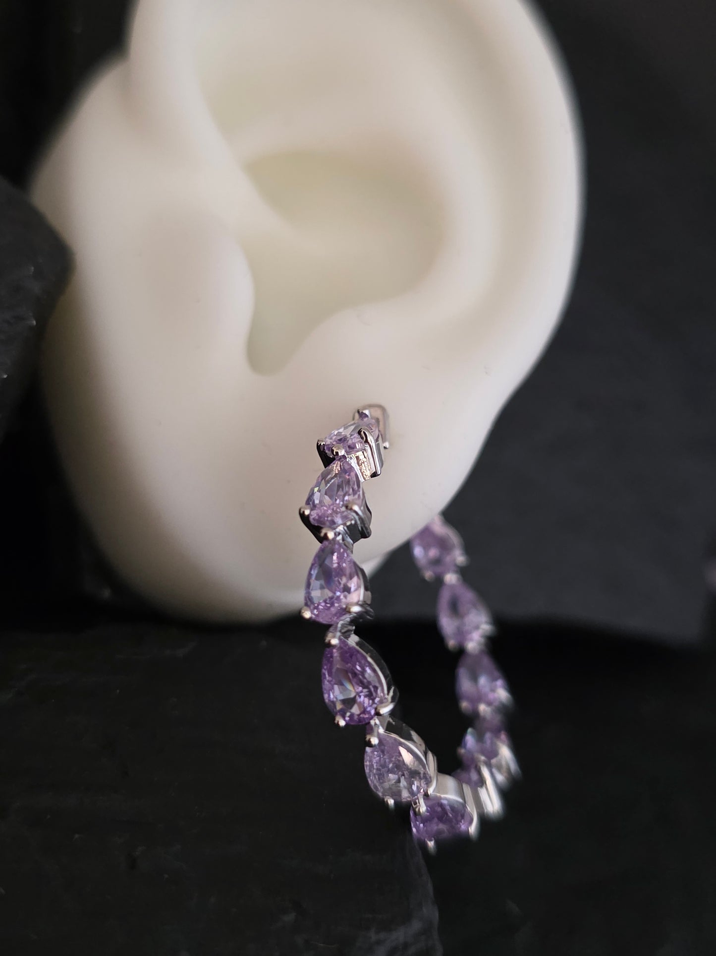 Argollas cristal pavés lavanda