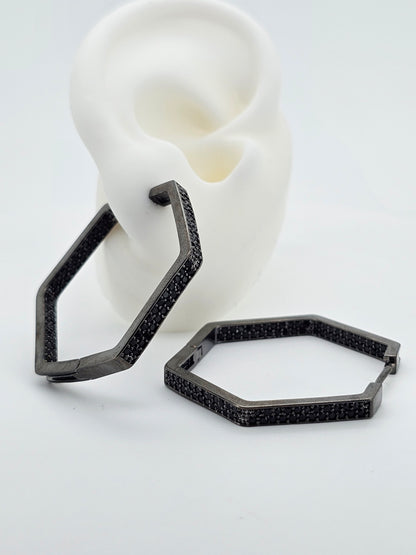 Argollas cristal pavés black 02
