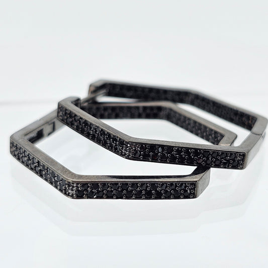 Argollas cristal pavés black 02