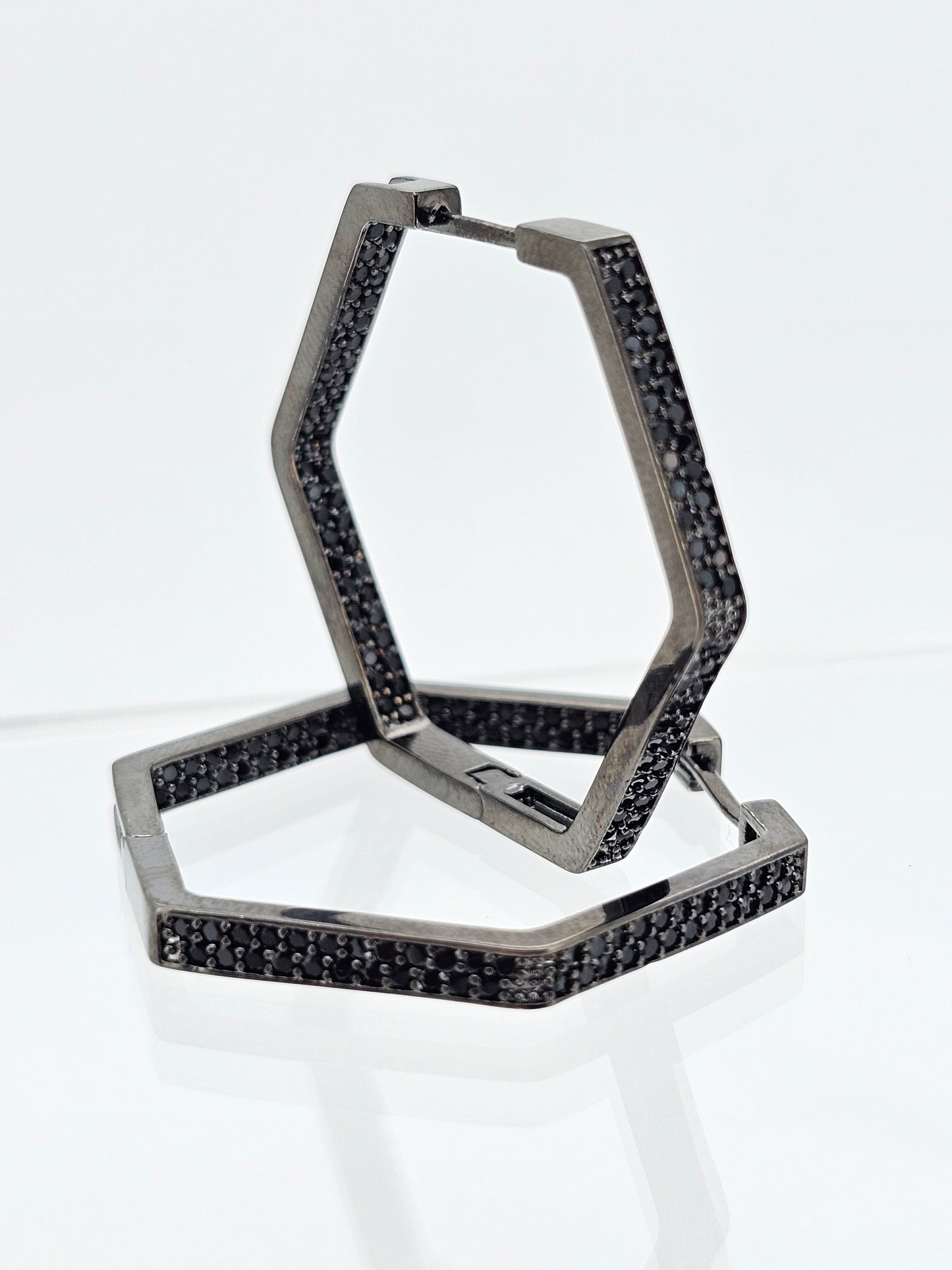 Argollas cristal pavés black 02