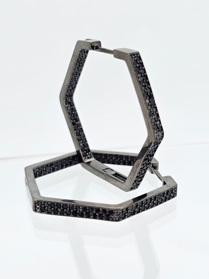 Argollas cristal pavés black 02