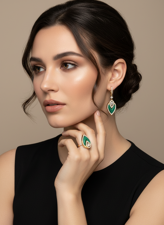 Aros cristal paves malaquita 89