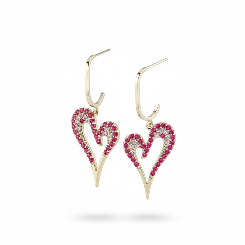 Aros cristal paves Heart love