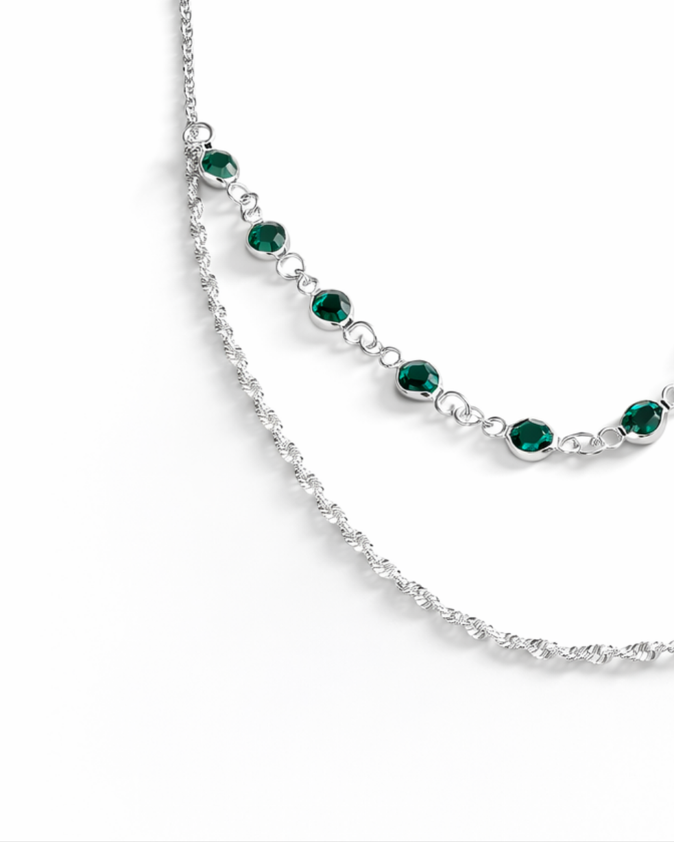 Collar baño de plata Aura Esmeral