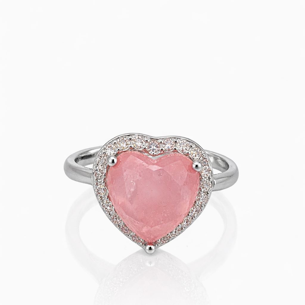 Anillo  cuarzo y cristal paves