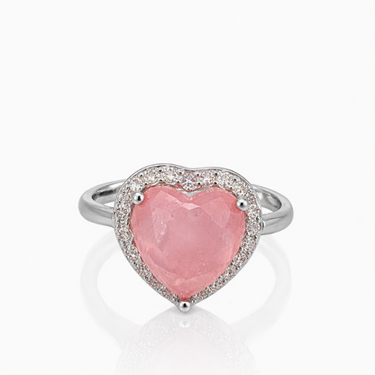 Anillo  cuarzo y cristal paves