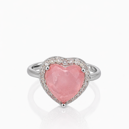 Anillo  cuarzo y cristal paves