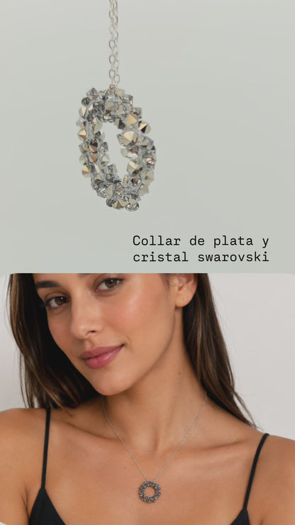 Collar plata Cristal Swarovski halo noir