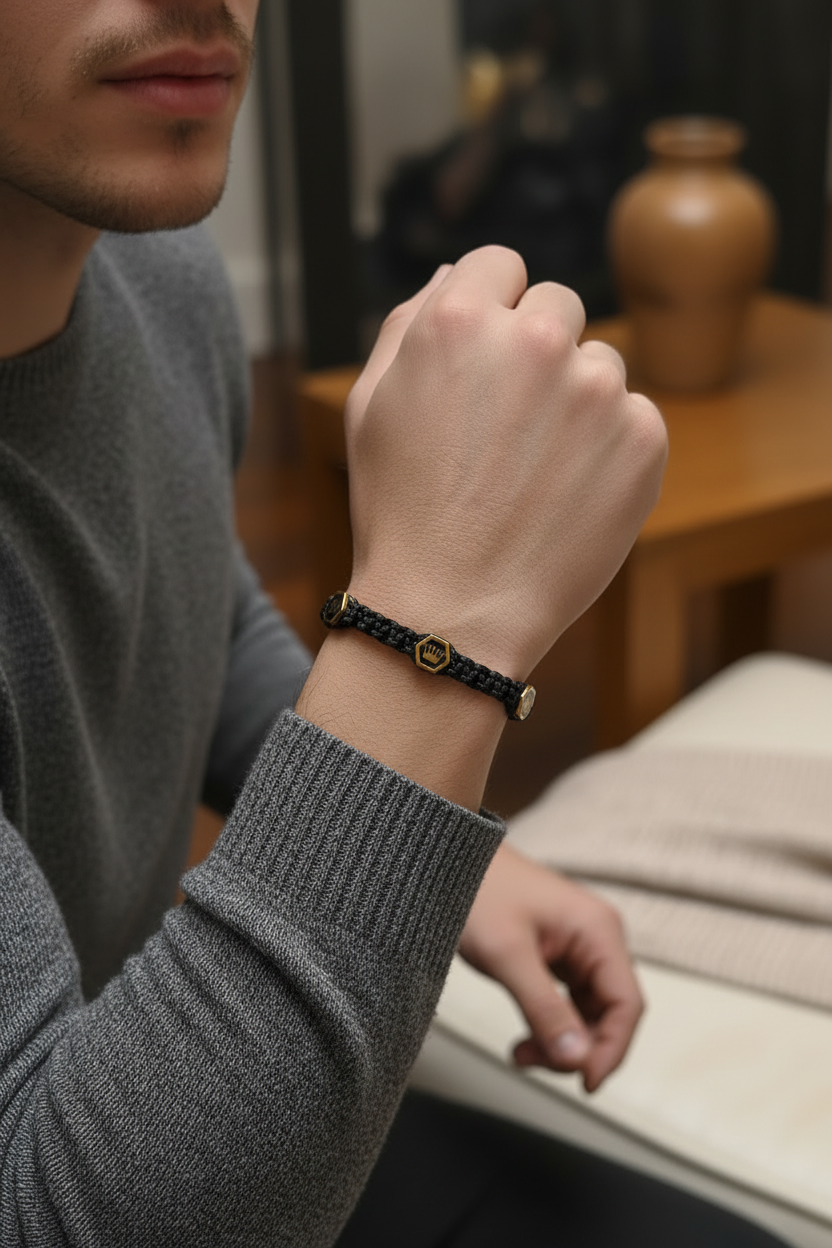 Pulsera varón Crown black Rope