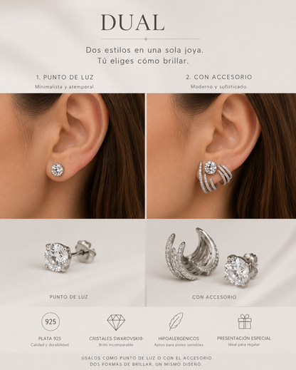 Aros plata y cristal Swarovski Dual