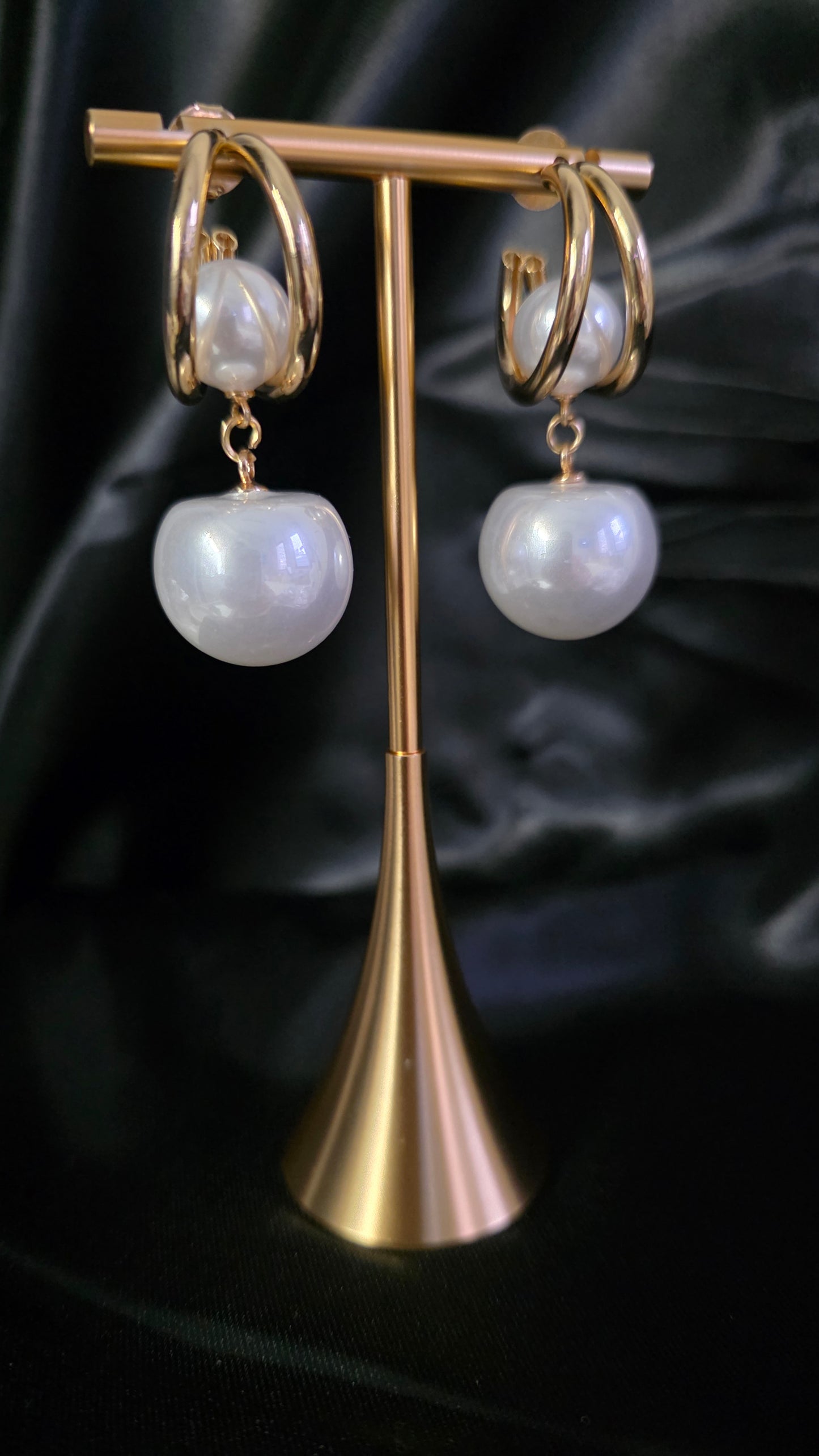 Aros Aura Perla Doble Bloom