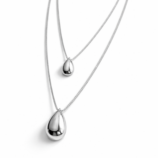 Collar doble gota baño de plata