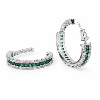 Aro Argolla cristal pavés Esmeralda