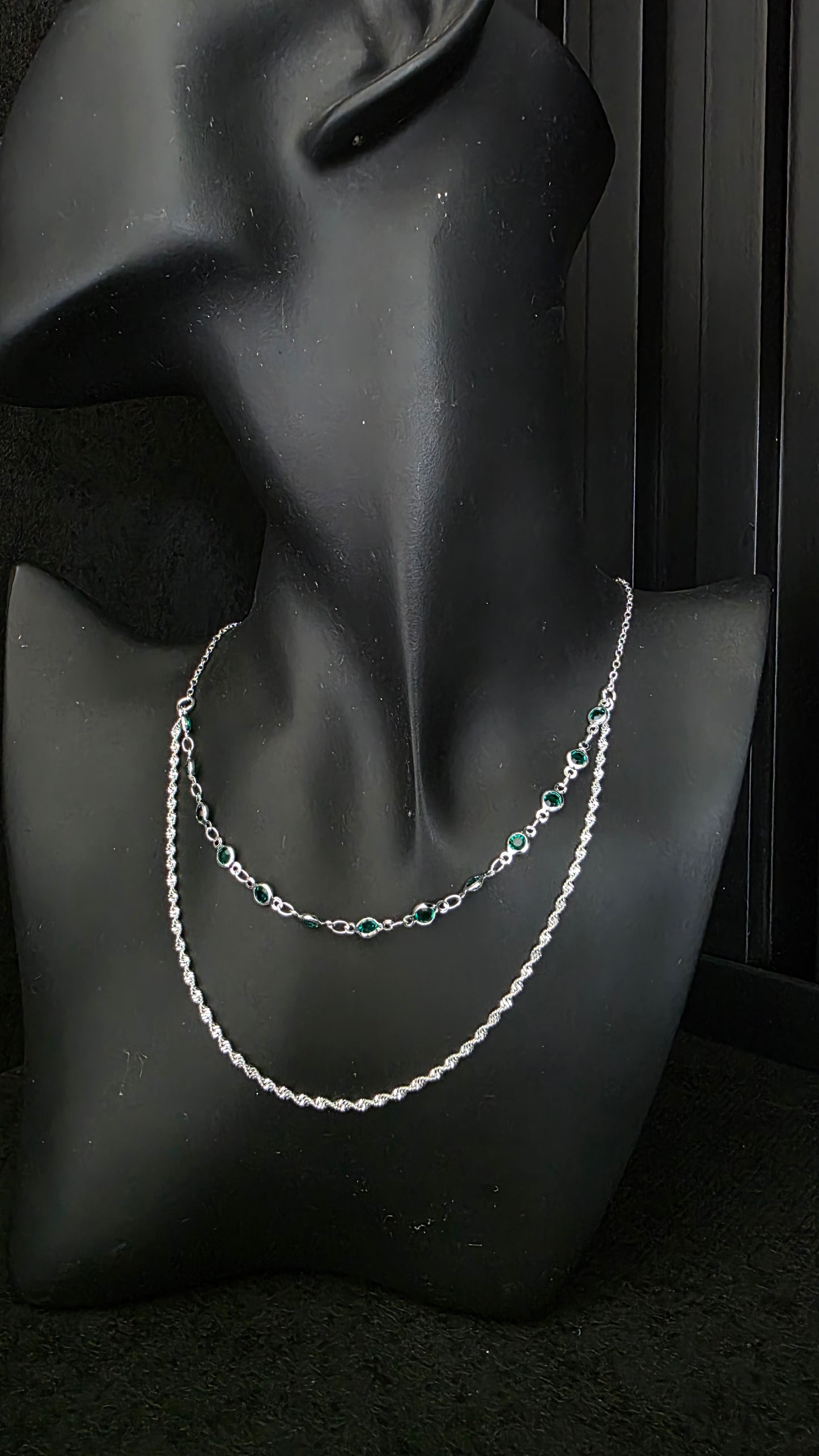 Collar baño de plata Aura Esmeral