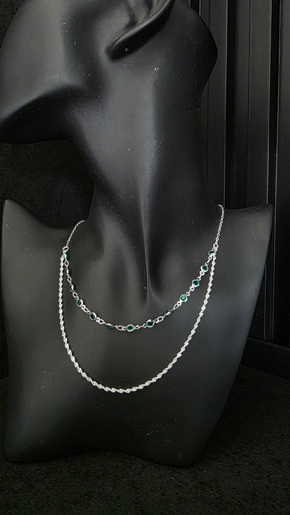 Collar baño de plata Aura Esmeral