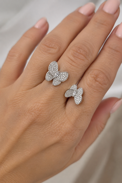 Anillo cristal pavés mariposa