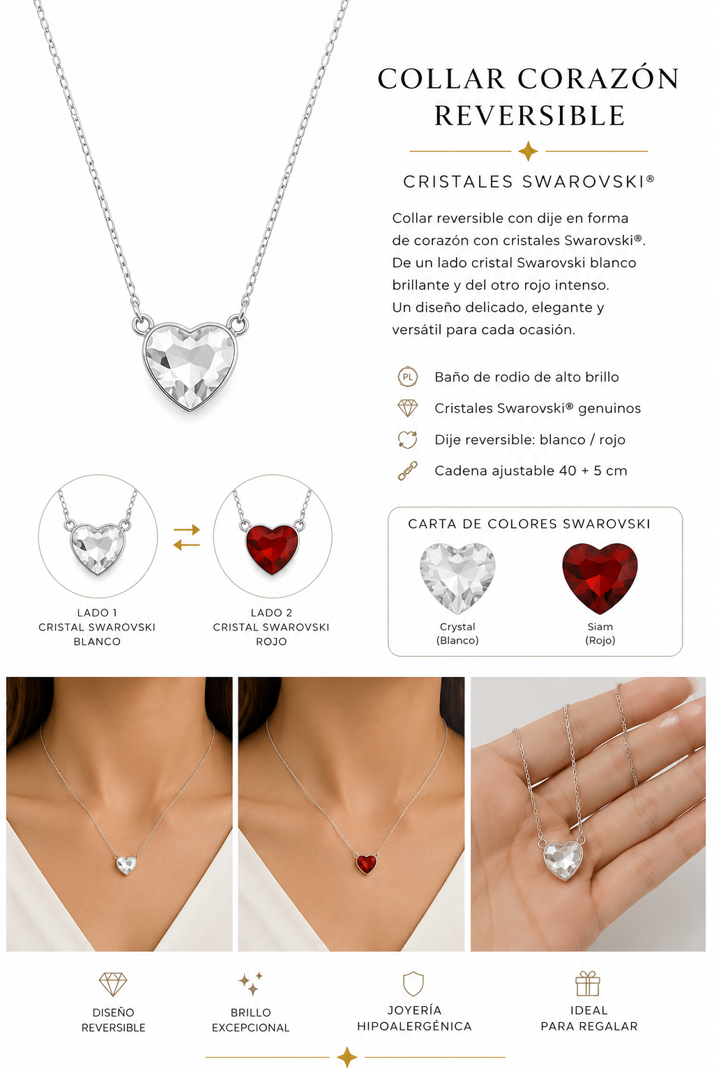 Collar cristal Swarovski reversible liana