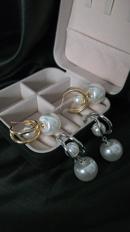 Aros Aura Perla Doble Bloom