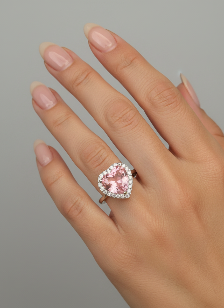 Anillo  cuarzo y cristal paves