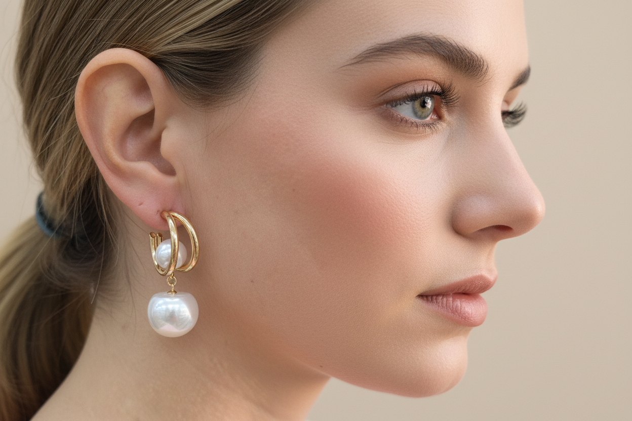 Aros Aura Perla Doble Bloom