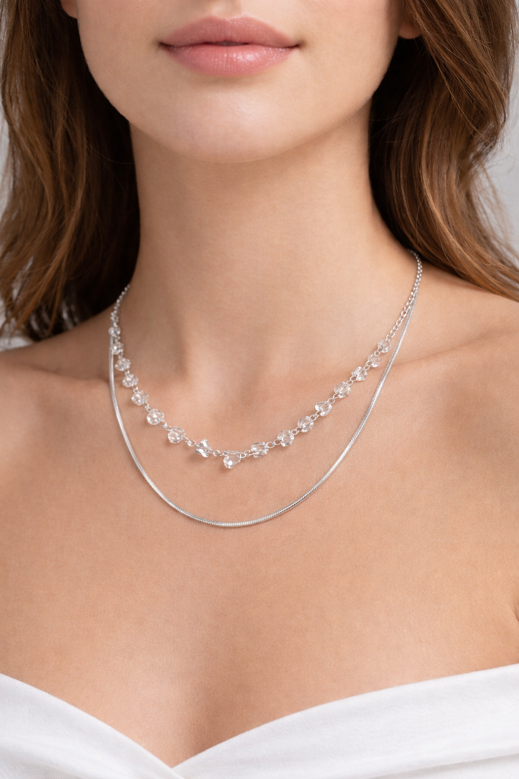 Collar baño de plata  Aura Cristal duo