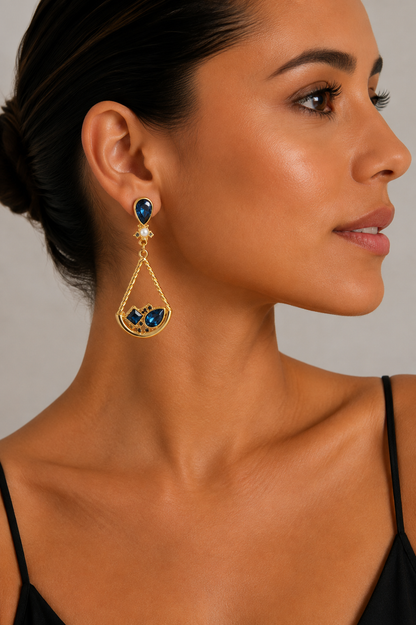 Aros cristal Swarovski Zafiro