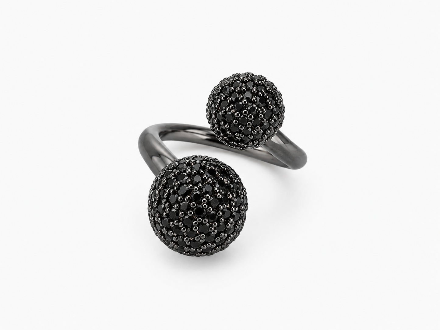 Anillo rutenio cristal pavés Noir