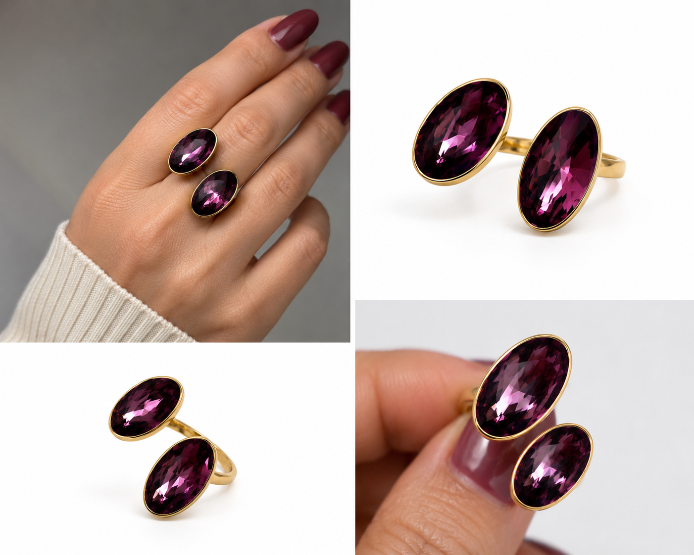 Anillo cristal Swarovski Duo