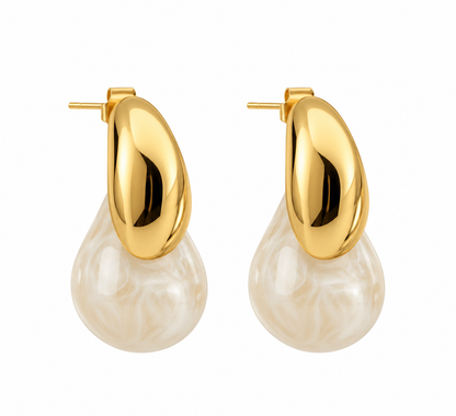 Aros gota marfil