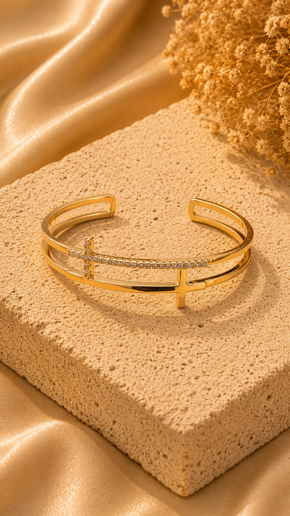 Pulsera cristal pavés cruz